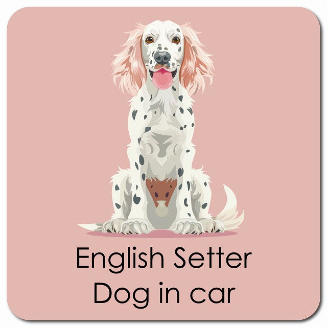 English Setter イングリッシュセッター 車用 パステル くすみカラー スタイル アニメ風 マグネット 13x13cm 正方形 カーマグネット 表示プレート