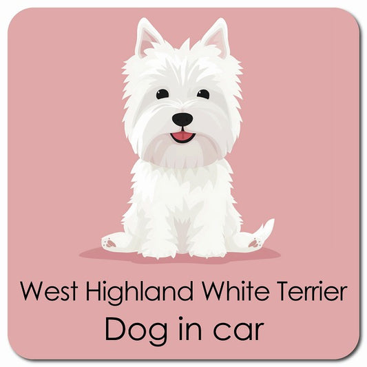 West Highland White Terrier ウエストハイランドホワイトテリア 車用 パステル くすみカラー スタイル アニメ風 マグネット 13x13cm 正方形 カーマグネット 表示プレート
