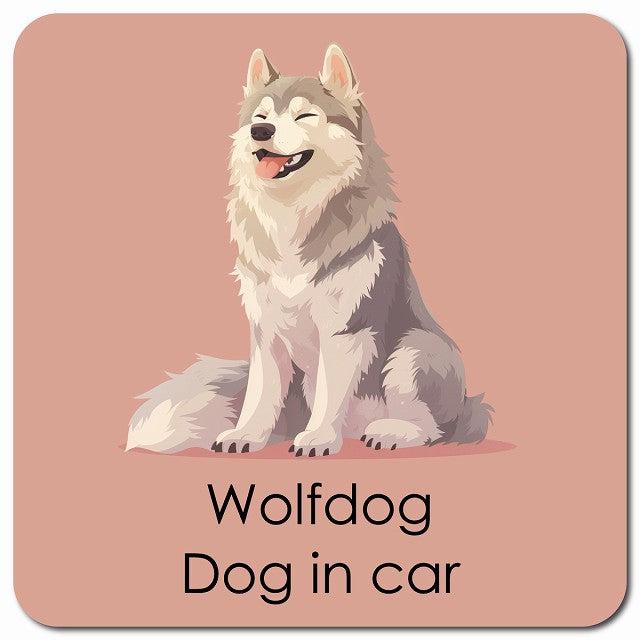 Wolfdog ウルフドッグ 車用 パステル くすみカラー スタイル アニメ風 マグネット 13x13cm 正方形 カーマグネット 表示プレート