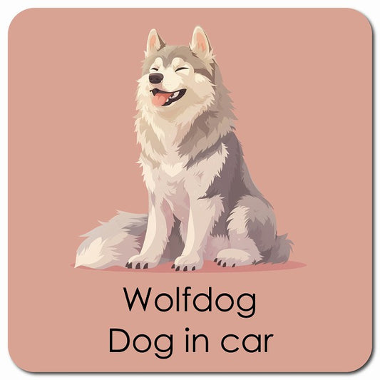 Wolfdog ウルフドッグ 車用 パステル くすみカラー スタイル アニメ風 マグネット 13x13cm 正方形 カーマグネット 表示プレート