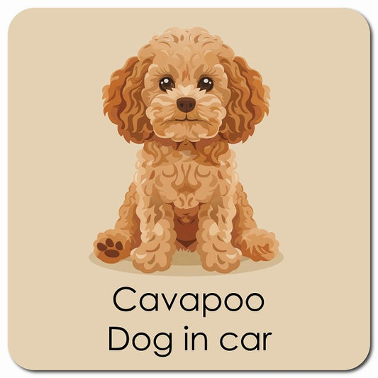 Cavapoo キャバプー 車用 パステル くすみカラー スタイル アニメ風 マグネット 13x13cm 正方形 カーマグネット 表示プレート