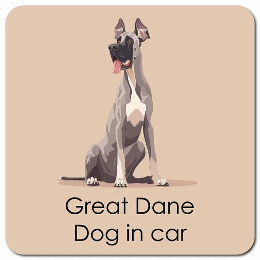 Great Dane グレートデーン 車用 パステル くすみカラー スタイル アニメ風 マグネット 13x13cm 正方形 カーマグネット 表示プレート