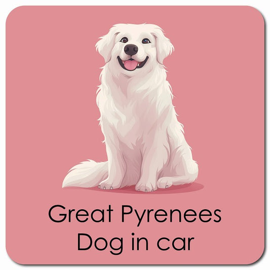 Great Pyrenees グレートピレニーズ 車用 パステル くすみカラー スタイル アニメ風 マグネット 13x13cm 正方形 カーマグネット 表示プレート