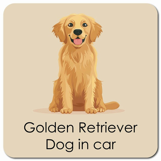 Golden Retriever ゴールデンレトリバー 車用 パステル くすみカラー スタイル アニメ風 マグネット 13x13cm 正方形 カーマグネット 表示プレート