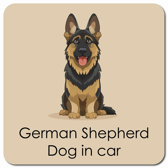 German Shepherd シェパード 車用 パステル くすみカラー スタイル アニメ風 マグネット 13x13cm 正方形 カーマグネット 表示プレート