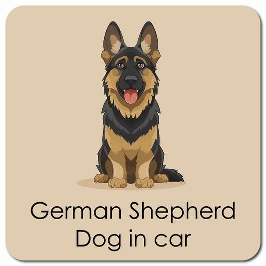 German Shepherd シェパード 車用 パステル くすみカラー スタイル アニメ風 マグネット 13x13cm 正方形 カーマグネット 表示プレート