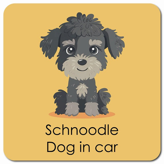 Schnoodle シュナプー 車用 パステル くすみカラー スタイル アニメ風 マグネット 13x13cm 正方形 カーマグネット 表示プレート