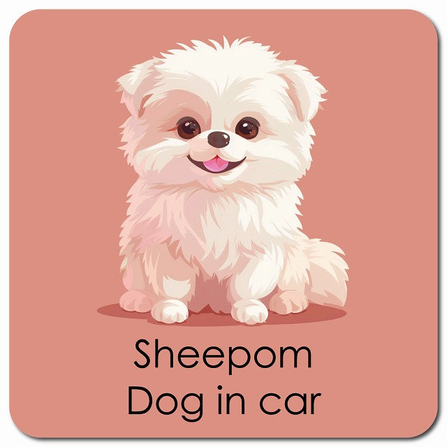 Sheepom シーポメ 車用 パステル くすみカラー スタイル アニメ風 マグネット 13x13cm 正方形 カーマグネット 表示プレート