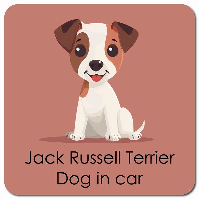 Jack Russell Terrier ジャックラッセルテリア 車用 パステル くすみカラー スタイル アニメ風 マグネット 13x13cm 正方形 カーマグネット 表示プレート