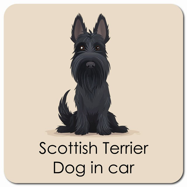 Scottish Terrier スコティッシュテリア 車用 パステル くすみカラー スタイル アニメ風 マグネット 13x13cm 正方形 カーマグネット 表示プレート