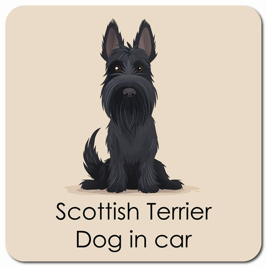 Scottish Terrier スコティッシュテリア 車用 パステル くすみカラー スタイル アニメ風 マグネット 13x13cm 正方形 カーマグネット 表示プレート