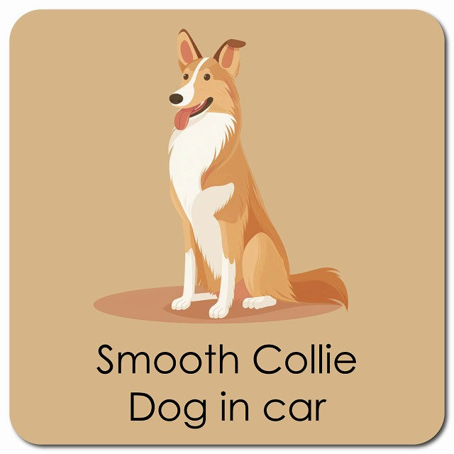Smooth Collie スムースコリー 車用 パステル くすみカラー スタイル アニメ風 マグネット 13x13cm 正方形 カーマグネット 表示プレート