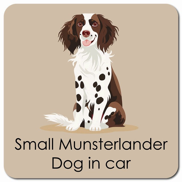Small Munsterlander スモールミュンスターレンダー 車用 パステル くすみカラー スタイル アニメ風 マグネット 13x13cm 正方形 カーマグネット 表示プレート