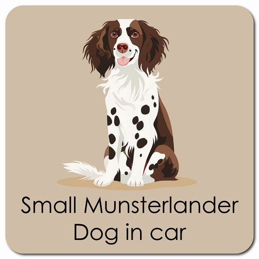 Small Munsterlander スモールミュンスターレンダー 車用 パステル くすみカラー スタイル アニメ風 マグネット 13x13cm 正方形 カーマグネット 表示プレート