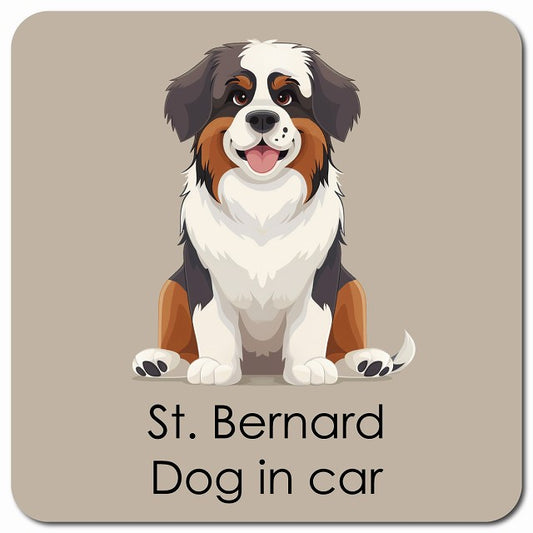 St. Bernard セントバーナード 車用 パステル くすみカラー スタイル アニメ風 マグネット 13x13cm 正方形 カーマグネット 表示プレート