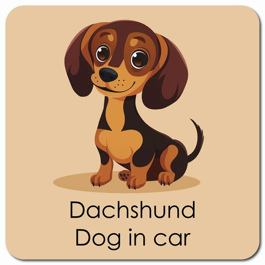 Dachshund ダックスフント 車用 パステル くすみカラー スタイル アニメ風 マグネット 13x13cm 正方形 カーマグネット 表示プレート