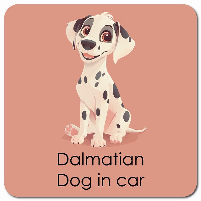 Dalmatian ダルメシアン 車用 パステル くすみカラー スタイル アニメ風 マグネット 13x13cm 正方形 カーマグネット 表示プレート