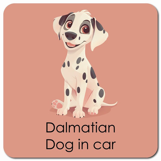 Dalmatian ダルメシアン 車用 パステル くすみカラー スタイル アニメ風 マグネット 13x13cm 正方形 カーマグネット 表示プレート