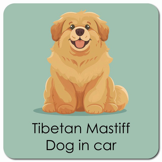 Tibetan Mastiff チベタンマスティフ 車用 パステル くすみカラー スタイル アニメ風 マグネット 13x13cm 正方形 カーマグネット 表示プレート