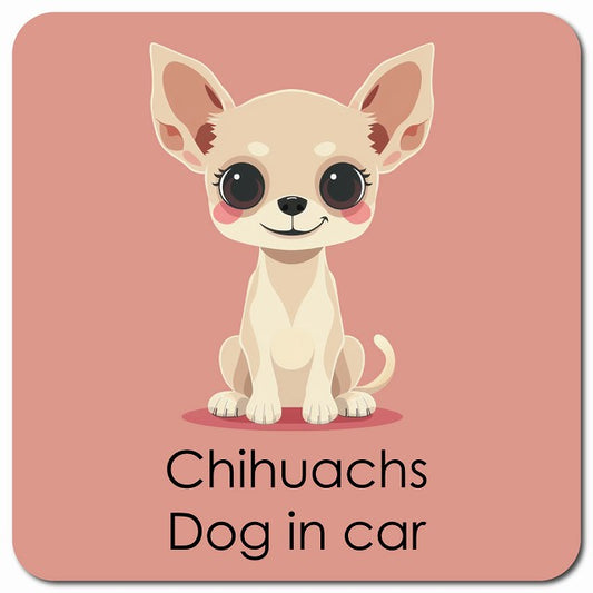 Chihuachs チワックス 車用 パステル くすみカラー スタイル アニメ風 マグネット 13x13cm 正方形 カーマグネット 表示プレート