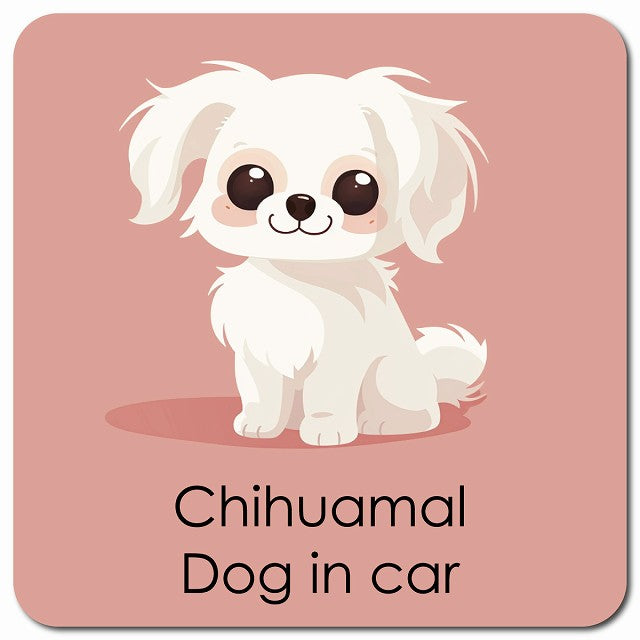 Chihuamal チワマル 車用 パステル くすみカラー スタイル アニメ風 マグネット 13x13cm 正方形 カーマグネット 表示プレート