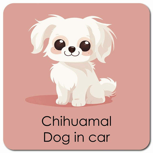 Chihuamal チワマル 車用 パステル くすみカラー スタイル アニメ風 マグネット 13x13cm 正方形 カーマグネット 表示プレート