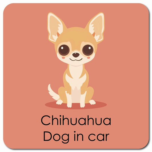 Chihuahua チワワ 車用 パステル くすみカラー スタイル アニメ風 マグネット 13x13cm 正方形 カーマグネット 表示プレート