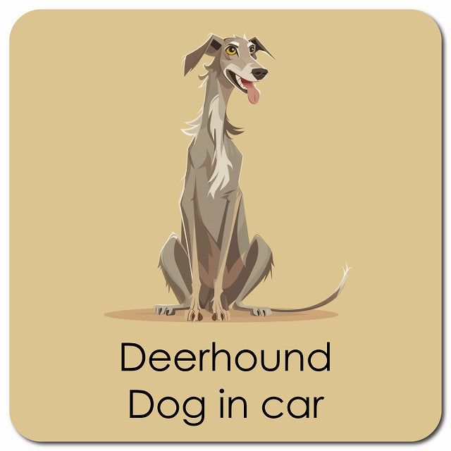 Deerhound ディアハウンド 車用 パステル くすみカラー スタイル アニメ風 マグネット 13x13cm 正方形 カーマグネット 表示プレート
