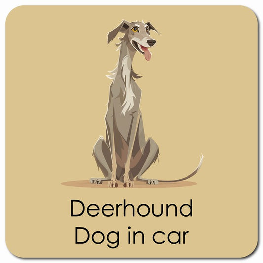 Deerhound ディアハウンド 車用 パステル くすみカラー スタイル アニメ風 マグネット 13x13cm 正方形 カーマグネット 表示プレート