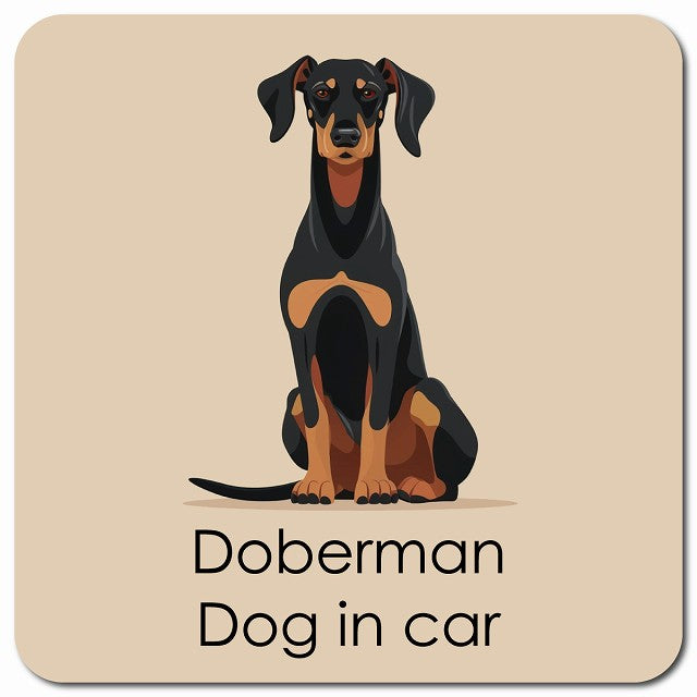 Doberman ドーベルマン 車用 パステル くすみカラー スタイル アニメ風 マグネット 13x13cm 正方形 カーマグネット 表示プレート