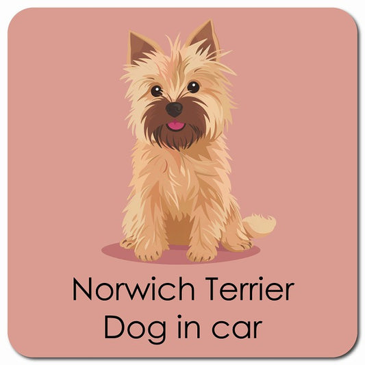 Norwich Terrier ノーリッチテリア 車用 パステル くすみカラー スタイル アニメ風 マグネット 13x13cm 正方形 カーマグネット 表示プレート
