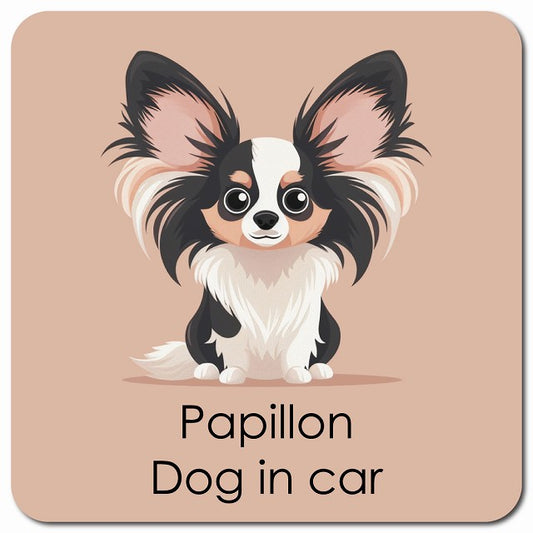 Papillon パピヨン 車用 パステル くすみカラー スタイル アニメ風 マグネット 13x13cm 正方形 カーマグネット 表示プレート