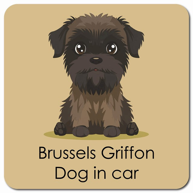 Brussels Griffon ブリュッセル・グリフォン 車用 パステル くすみカラー スタイル アニメ風 マグネット 13x13cm 正方形 カーマグネット 表示プレート