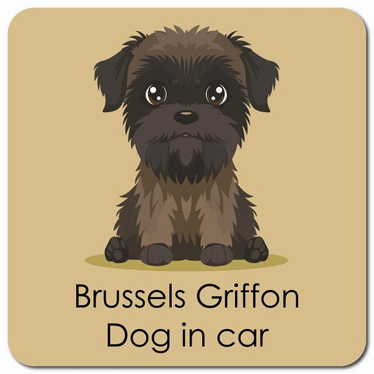 Brussels Griffon ブリュッセル・グリフォン 車用 パステル くすみカラー スタイル アニメ風 マグネット 13x13cm 正方形 カーマグネット 表示プレート