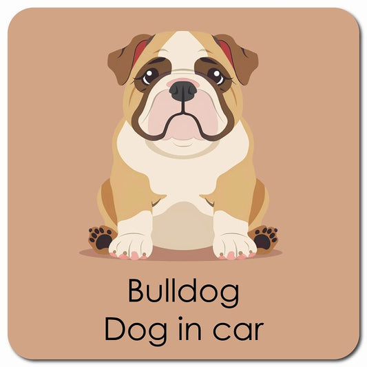 Bulldog ブルドッグ 車用 パステル くすみカラー スタイル アニメ風 マグネット 13x13cm 正方形 カーマグネット 表示プレート