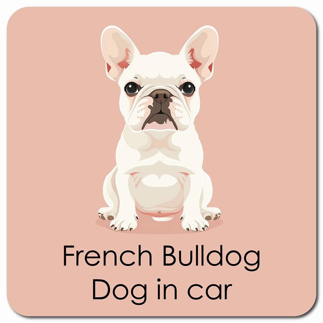 French Bulldog フレンチブルドッグ 車用 パステル くすみカラー スタイル アニメ風 マグネット 13x13cm 正方形 カーマグネット 表示プレート
