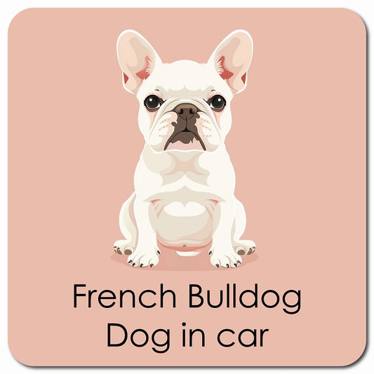 French Bulldog フレンチブルドッグ 車用 パステル くすみカラー スタイル アニメ風 マグネット 13x13cm 正方形 カーマグネット 表示プレート