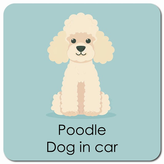 Poodle プードル 車用 パステル くすみカラー スタイル アニメ風 マグネット 13x13cm 正方形 カーマグネット 表示プレート