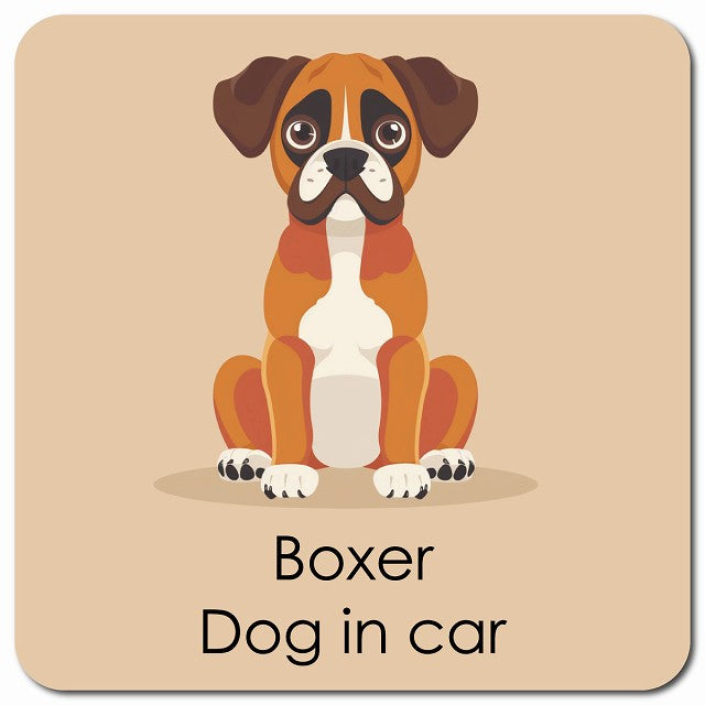 Boxer ボクサー 車用 パステル くすみカラー スタイル アニメ風 マグネット 13x13cm 正方形 カーマグネット 表示プレート