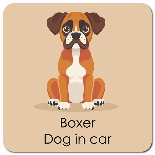 Boxer ボクサー 車用 パステル くすみカラー スタイル アニメ風 マグネット 13x13cm 正方形 カーマグネット 表示プレート