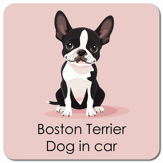Boston Terrier ボストンテリア 車用 パステル くすみカラー スタイル アニメ風 マグネット 13x13cm 正方形 カーマグネット 表示プレート