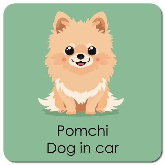 Pomchi ポメチワ 車用 パステル くすみカラー スタイル アニメ風 マグネット 13x13cm 正方形 カーマグネット 表示プレート