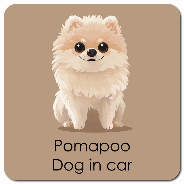 Pomapoo ポメプー 車用 パステル くすみカラー スタイル アニメ風 マグネット 13x13cm 正方形 カーマグネット 表示プレート