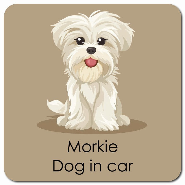 Morkie マルーキー 車用 パステル くすみカラー スタイル アニメ風 マグネット 13x13cm 正方形 カーマグネット 表示プレート