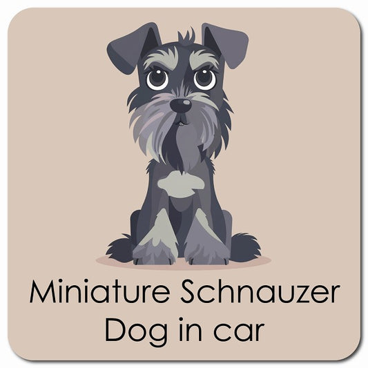 Miniature Schnauzer ミニチュアシュナウザー 車用 パステル くすみカラー スタイル アニメ風 マグネット 13x13cm 正方形 カーマグネット 表示プレート