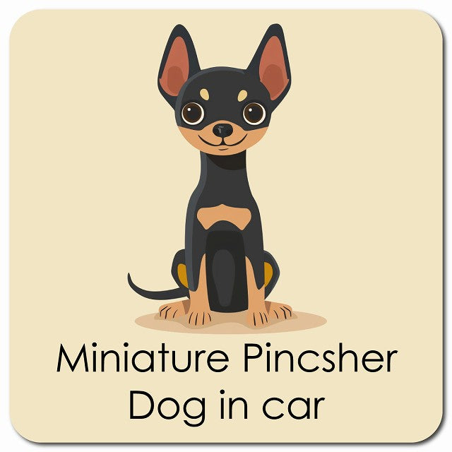 Miniature Pincsher ミニチュアピンシャー 車用 パステル くすみカラー スタイル アニメ風 マグネット 13x13cm 正方形 カーマグネット 表示プレート