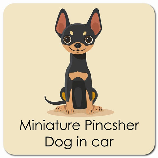 Miniature Pincsher ミニチュアピンシャー 車用 パステル くすみカラー スタイル アニメ風 マグネット 13x13cm 正方形 カーマグネット 表示プレート