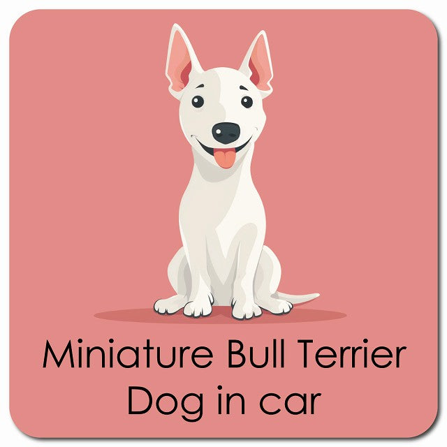 Miniature Bull Terrier ミニチュアブルテリア 車用 パステル くすみカラー スタイル アニメ風 マグネット 13x13cm 正方形 カーマグネット 表示プレート
