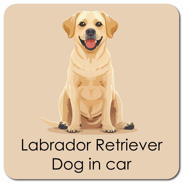 Labrador Retriever ラブラドルレトリバー 車用 パステル くすみカラー スタイル アニメ風 マグネット 13x13cm 正方形 カーマグネット 表示プレート