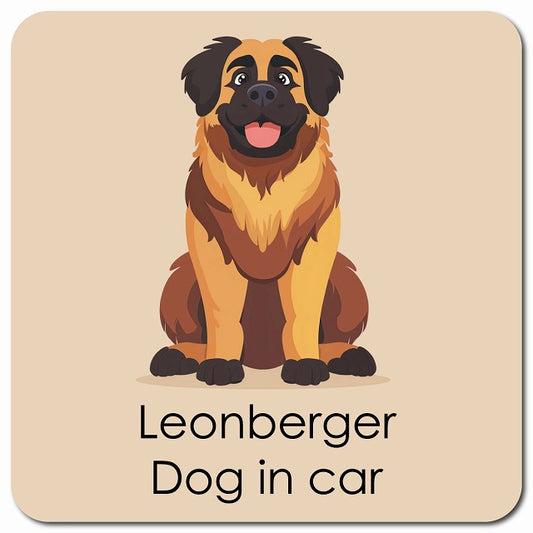 Leonberger レオンベルガー 車用 パステル くすみカラー スタイル アニメ風 マグネット 13x13cm 正方形 カーマグネット 表示プレート